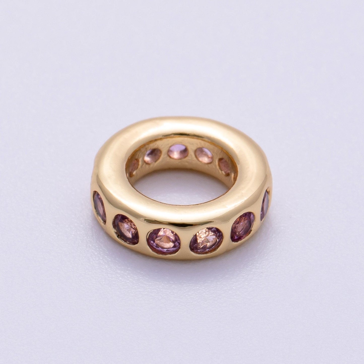 Birthstone Bead Spacer Charm 10mm 14k Gold Filled Gemstone Rondelle Charms with Big Hole for Bracelet, Necklace Component Beads-248