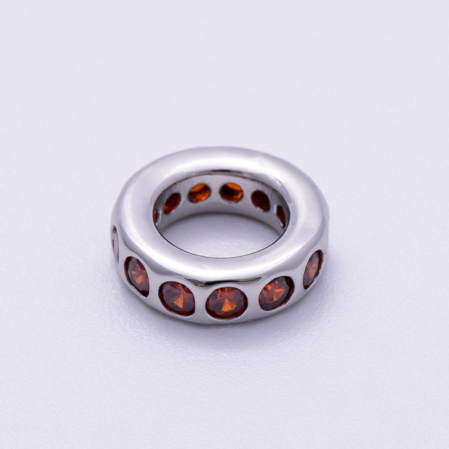 Birthstone Bead Spacer Charm 10mm Silver Gemstone Rondelle Charms with Big Hole for Bracelet, Necklace Component Beads-260