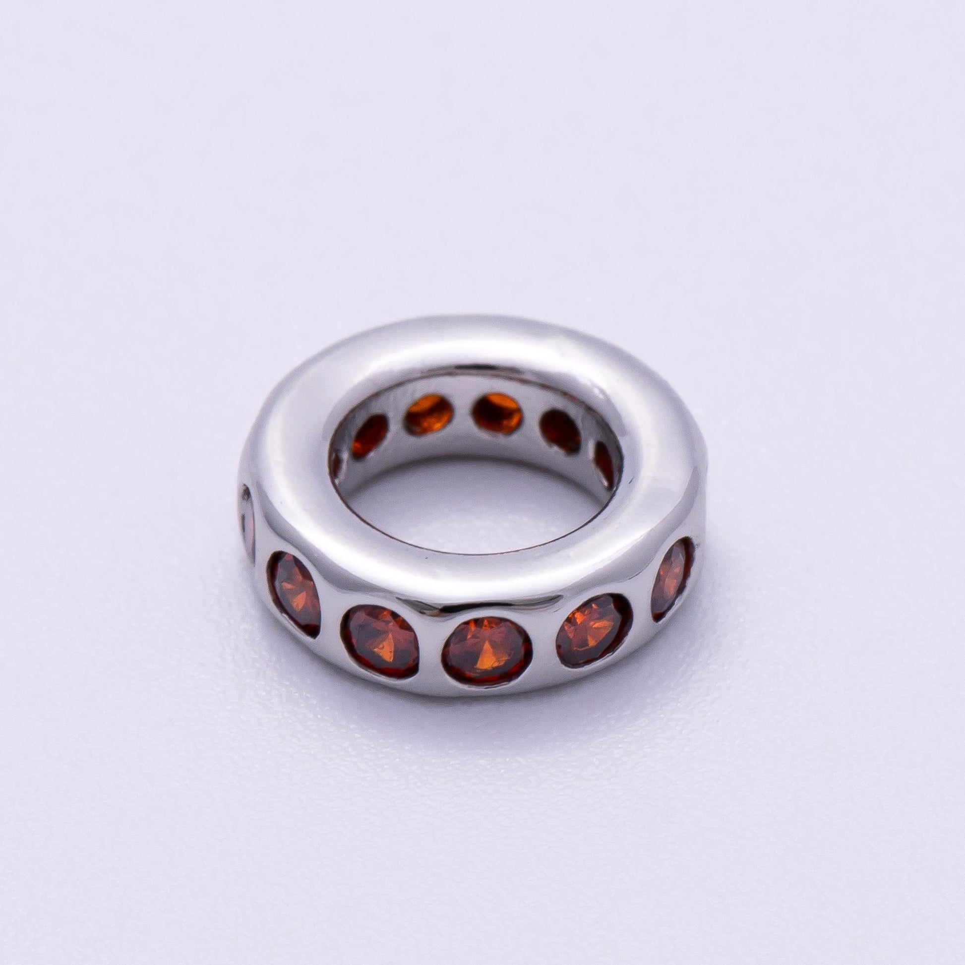 Birthstone Bead Spacer Charm 10mm Silver Gemstone Rondelle Charms with Big Hole for Bracelet, Necklace Component Beads-260