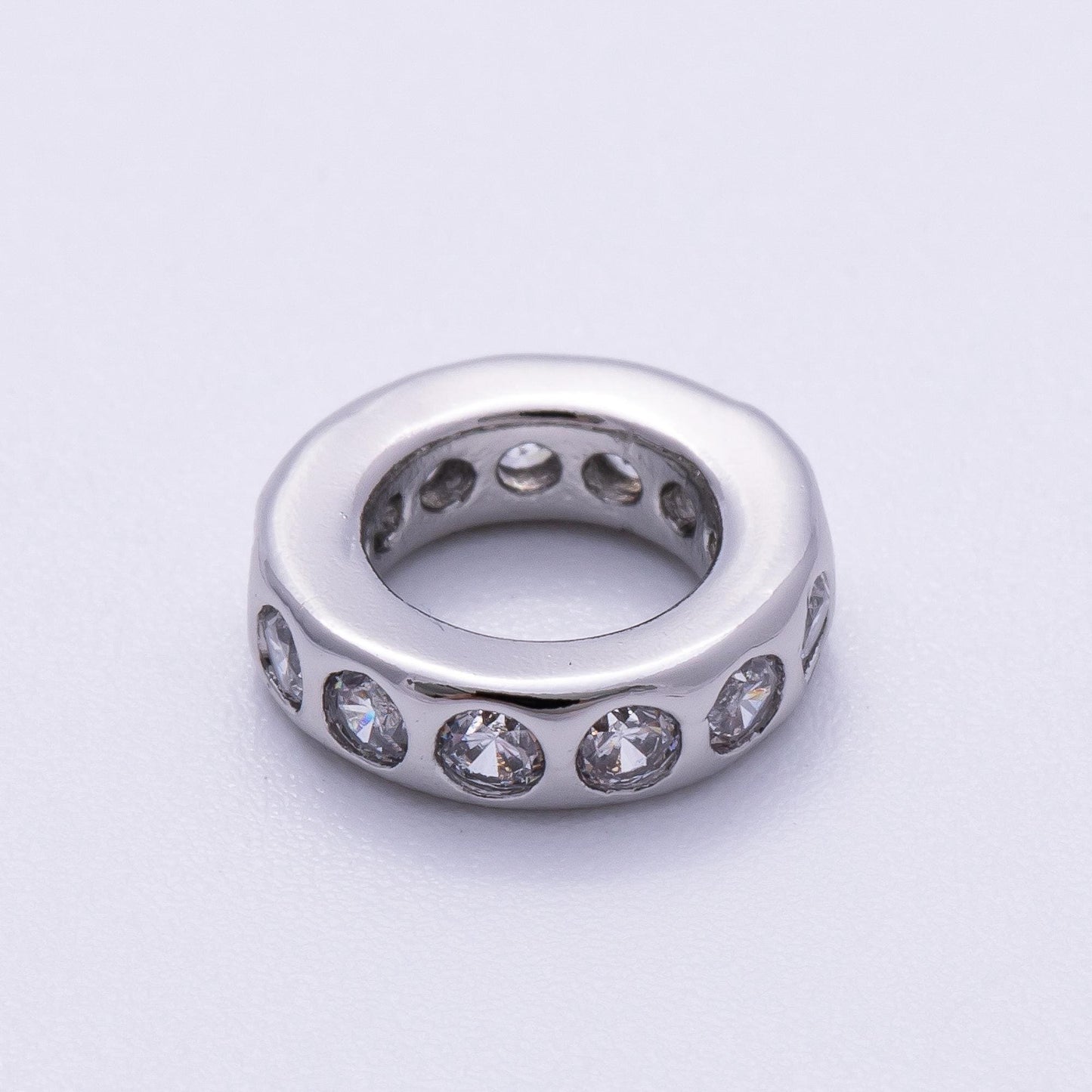 Birthstone Bead Spacer Charm 10mm Silver Gemstone Rondelle Charms with Big Hole for Bracelet, Necklace Component Beads-260