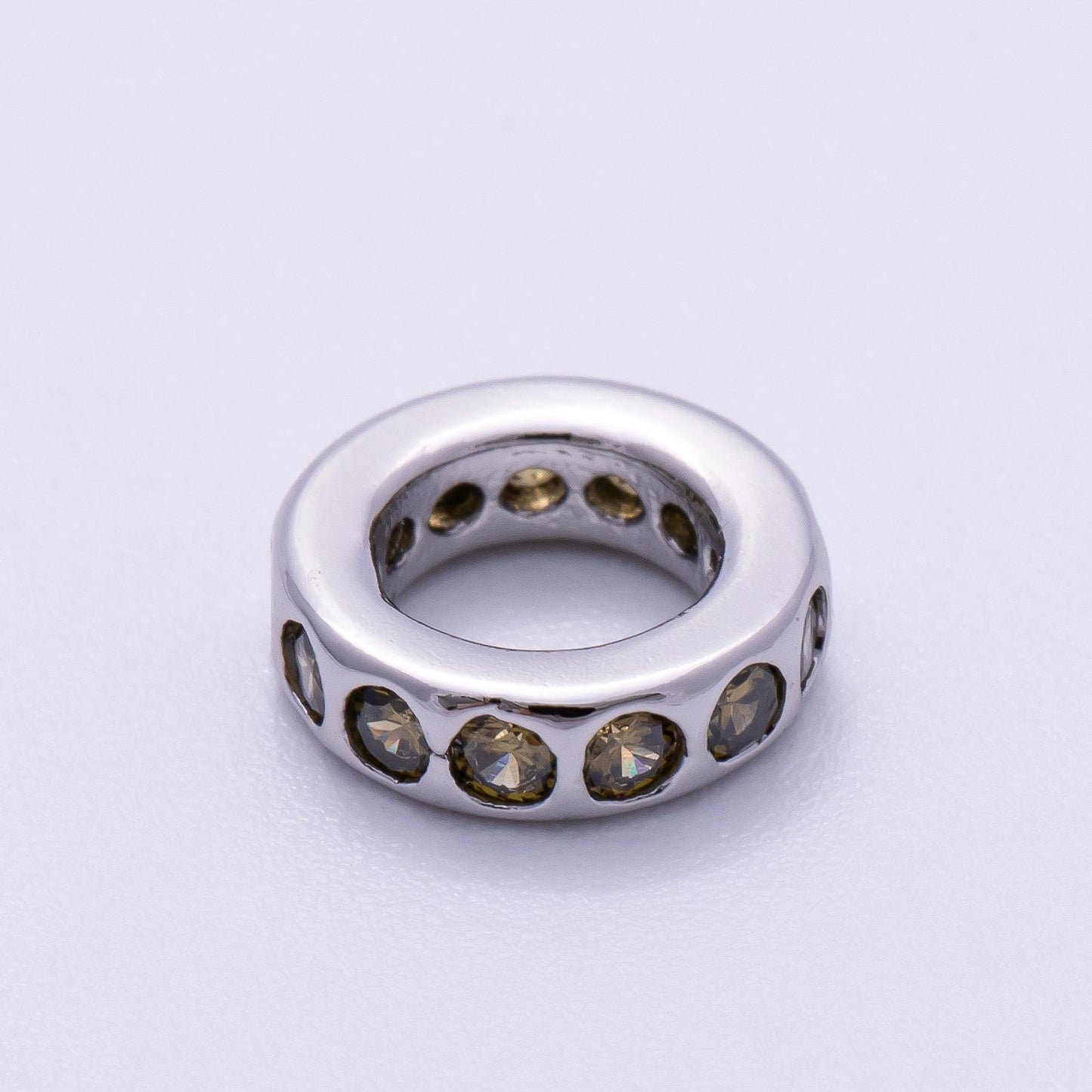 Birthstone Bead Spacer Charm 10mm Silver Gemstone Rondelle Charms with Big Hole for Bracelet, Necklace Component Beads-260