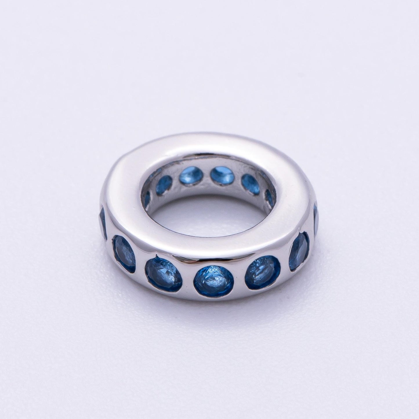 Birthstone Bead Spacer Charm 10mm Silver Gemstone Rondelle Charms with Big Hole for Bracelet, Necklace Component Beads-260