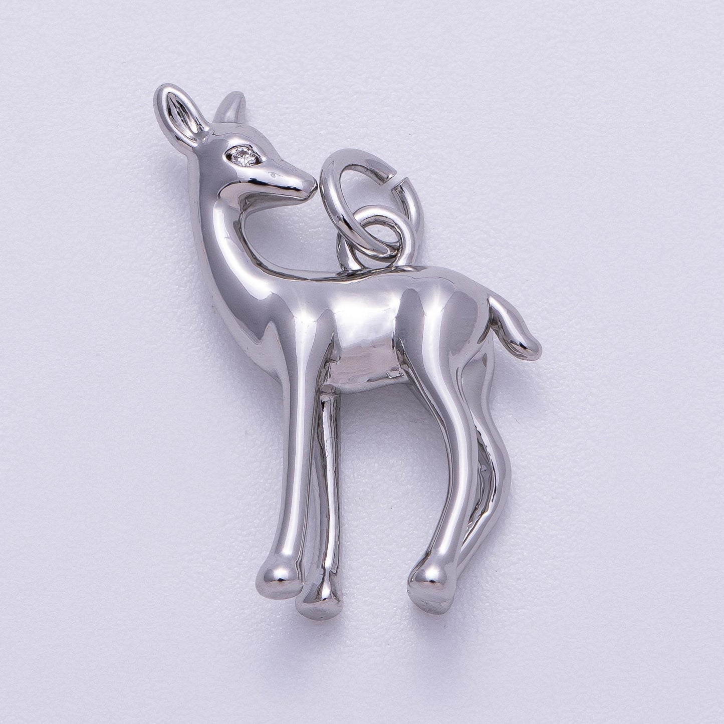 16K Gold Filled 22mm Fawn Deer Forest Animal Minimalist 3D Multidimensional Charm in Gold & Silver Bambi Inspired Jewelry | Charms-00606