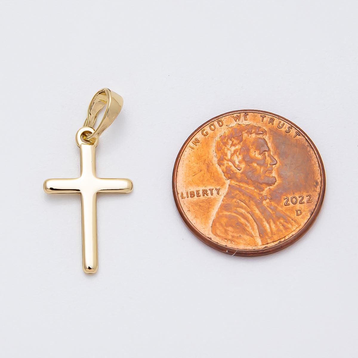 Dainty 14k gold filled cross pendant Minimalist Charm for religious jewelry making catholic christian jewelry CHARMS-00517