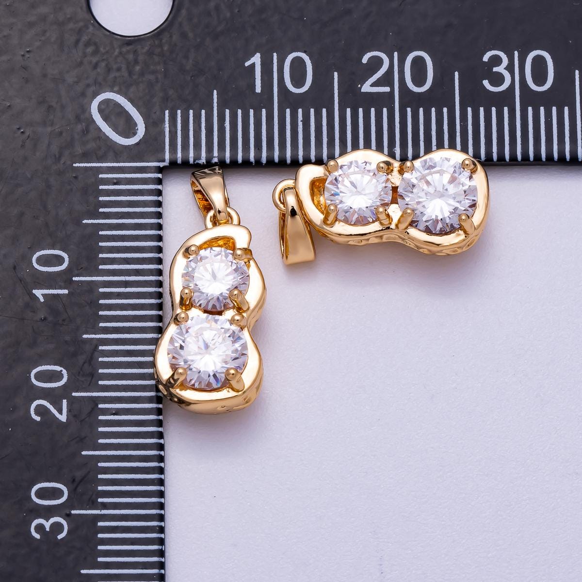 Dainty 18K Gold Fill peanut charm, Clear CZ Stone peanut lover pendant foodie mix charm for bracelet necklace earring component CHARMS-00581