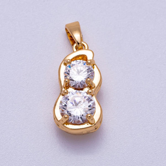 Dainty 18K Gold Fill peanut charm, Clear CZ Stone peanut lover pendant foodie mix charm for bracelet necklace earring component CHARMS-00581