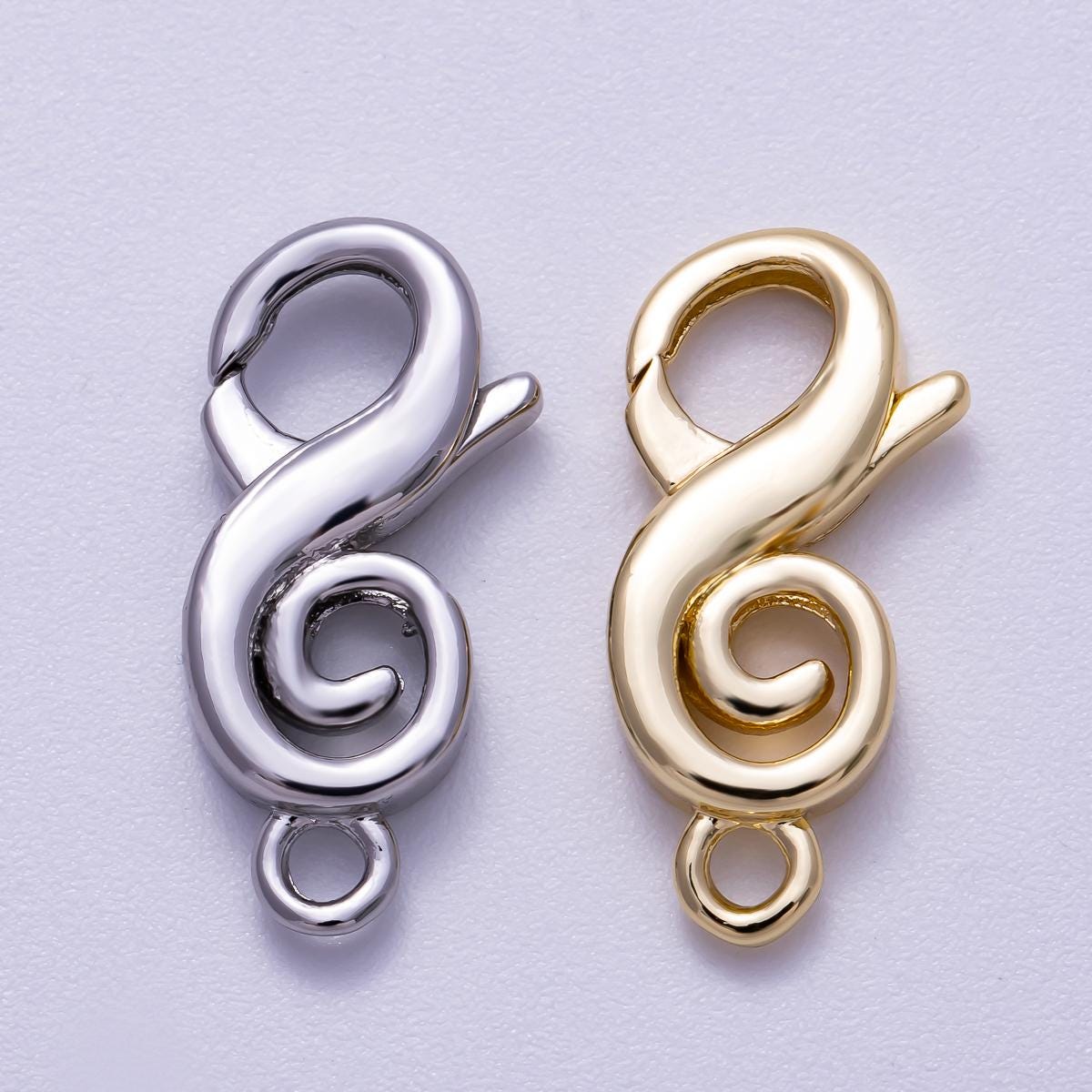 Gold or Silver Swirl Oval Clasp For End Clasp Necklace Bracelet Jewelry Making Supply 22.6 x 10.7 mm Findings-00159