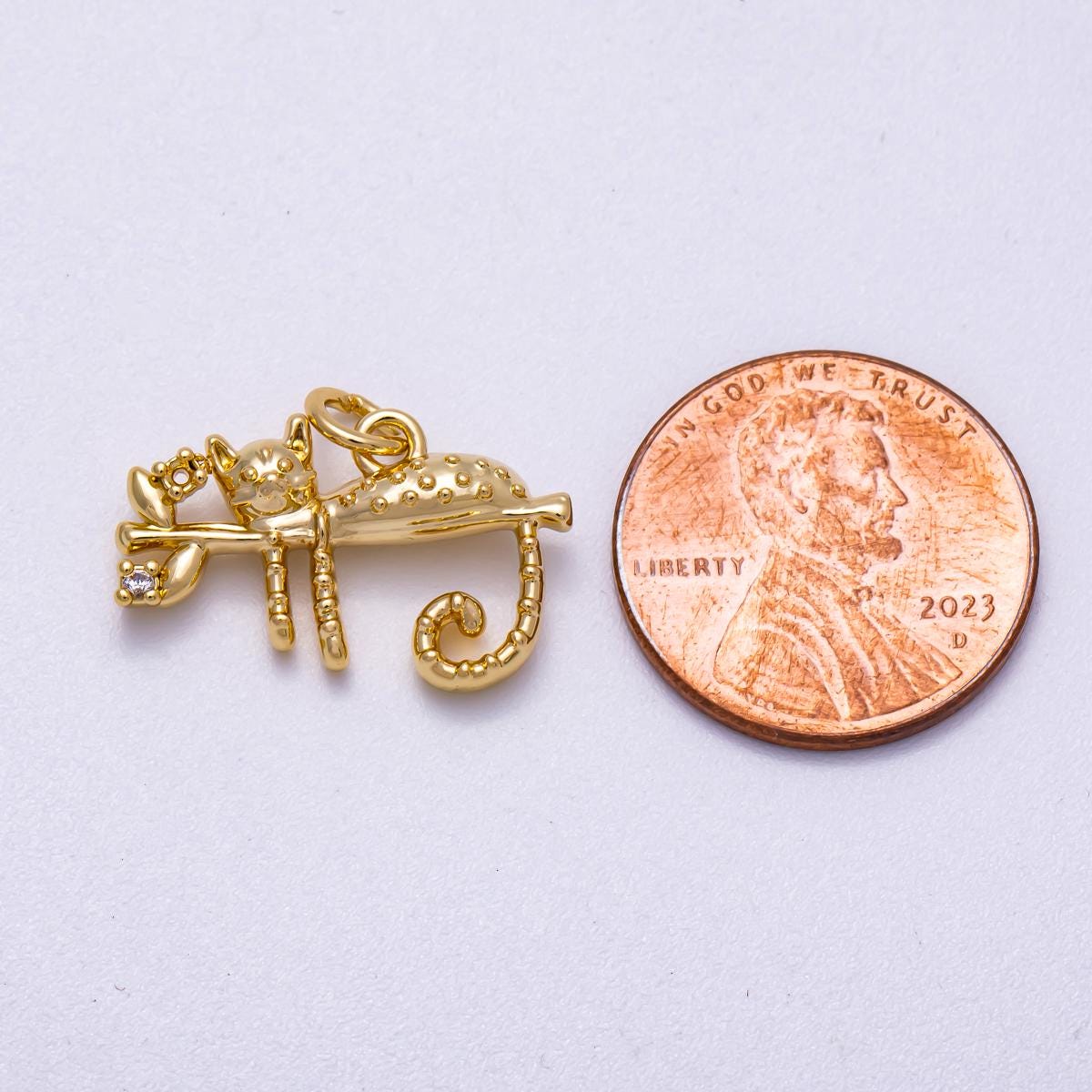 18K Gold Filled Small cat charm mini kitten charm pendant CHARMS-00598