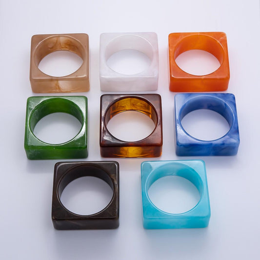 Chunky Square Resin Cuff Bracelet, Wide Acrylic Bangle Tortoiseshell Bracelet WA-4375