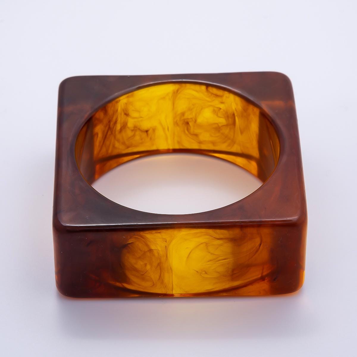 Chunky Square Resin Cuff Bracelet, Wide Acrylic Bangle Tortoiseshell Bracelet WA-4375