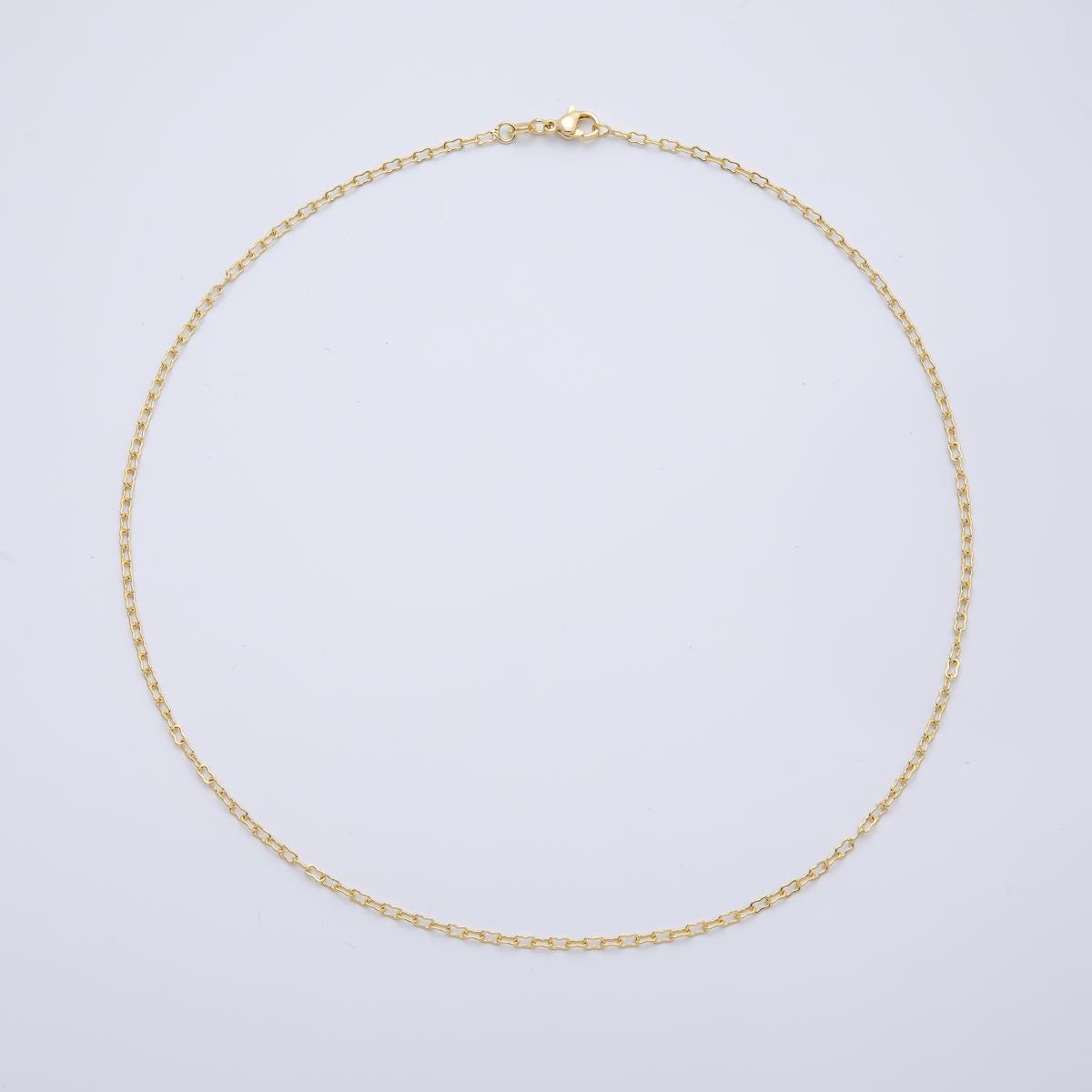 Dainty gold oval paper clip chain perfect layering link necklace minimalist necklace elongated cable chain 18.5 inch long WA-04383