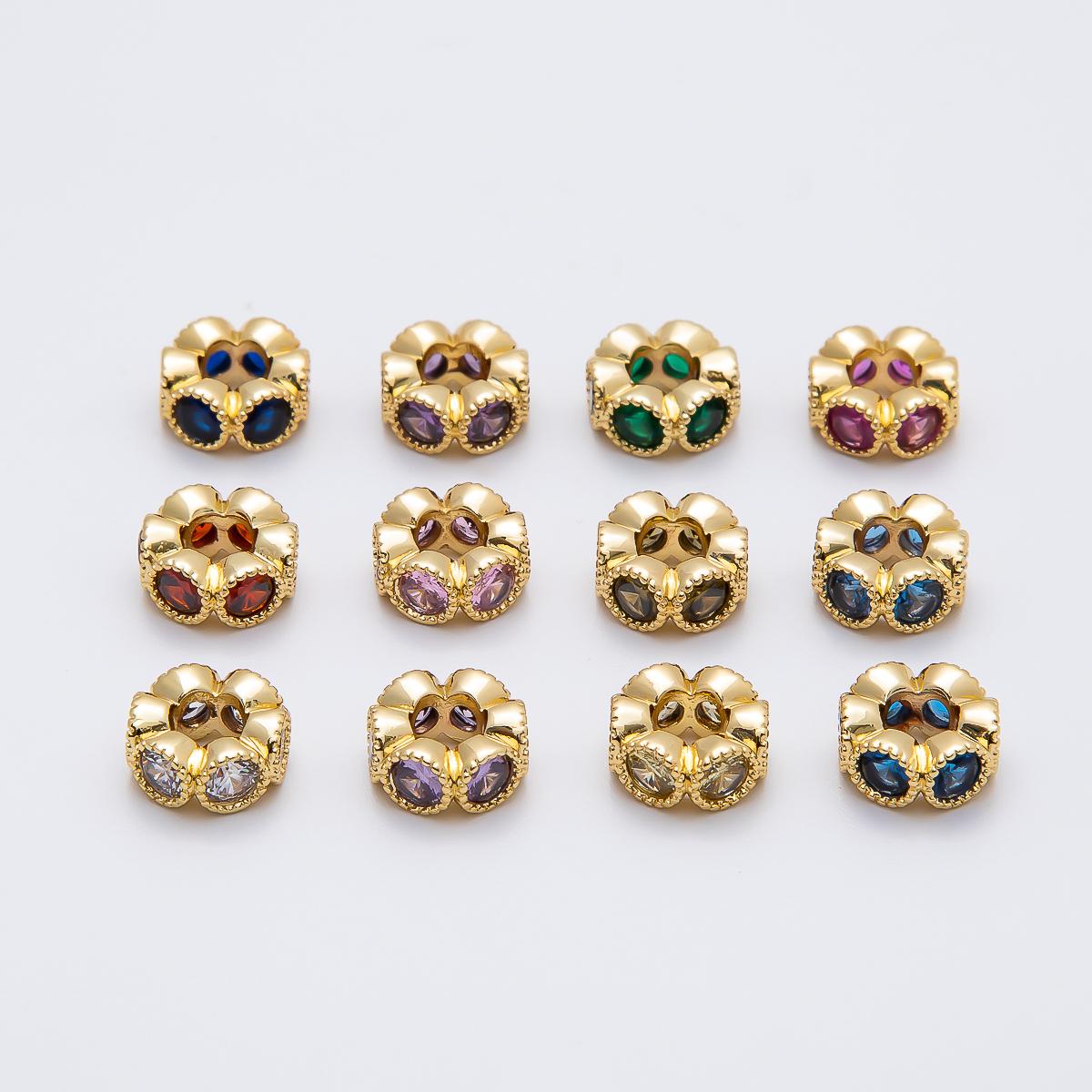 16k Gold Filled 10.7mm Birthstone Spacer Beads CZ Marquise Flower Bead Colorful Gemstone for Necklaces or Bracelets DIY Supply | BEADS-00196