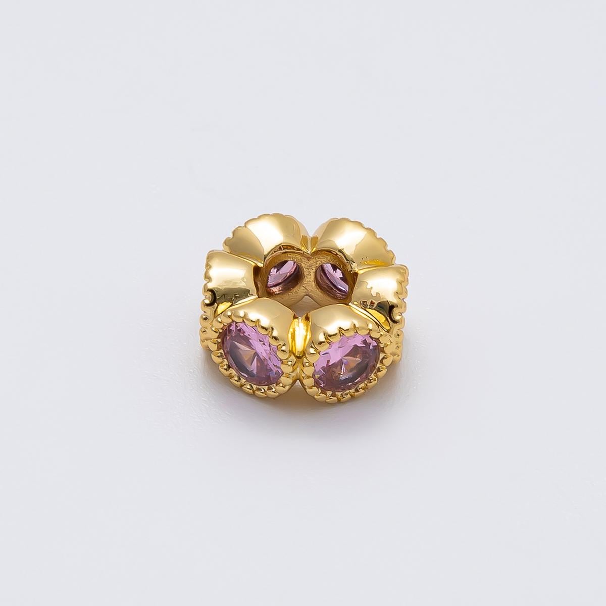 16k Gold Filled 10.7mm Birthstone Spacer Beads CZ Marquise Flower Bead Colorful Gemstone for Necklaces or Bracelets DIY Supply | BEADS-00196