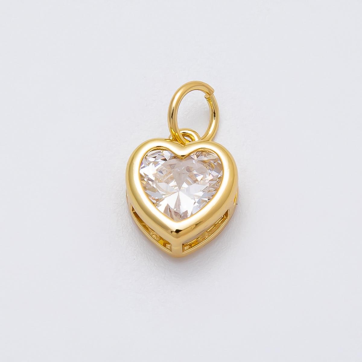 16k Gold Filled Heart Charm Faceted CZ Bezel Romantic Jewelry DIY Supply for custom Necklace and Bracelet | CHARMS-00470