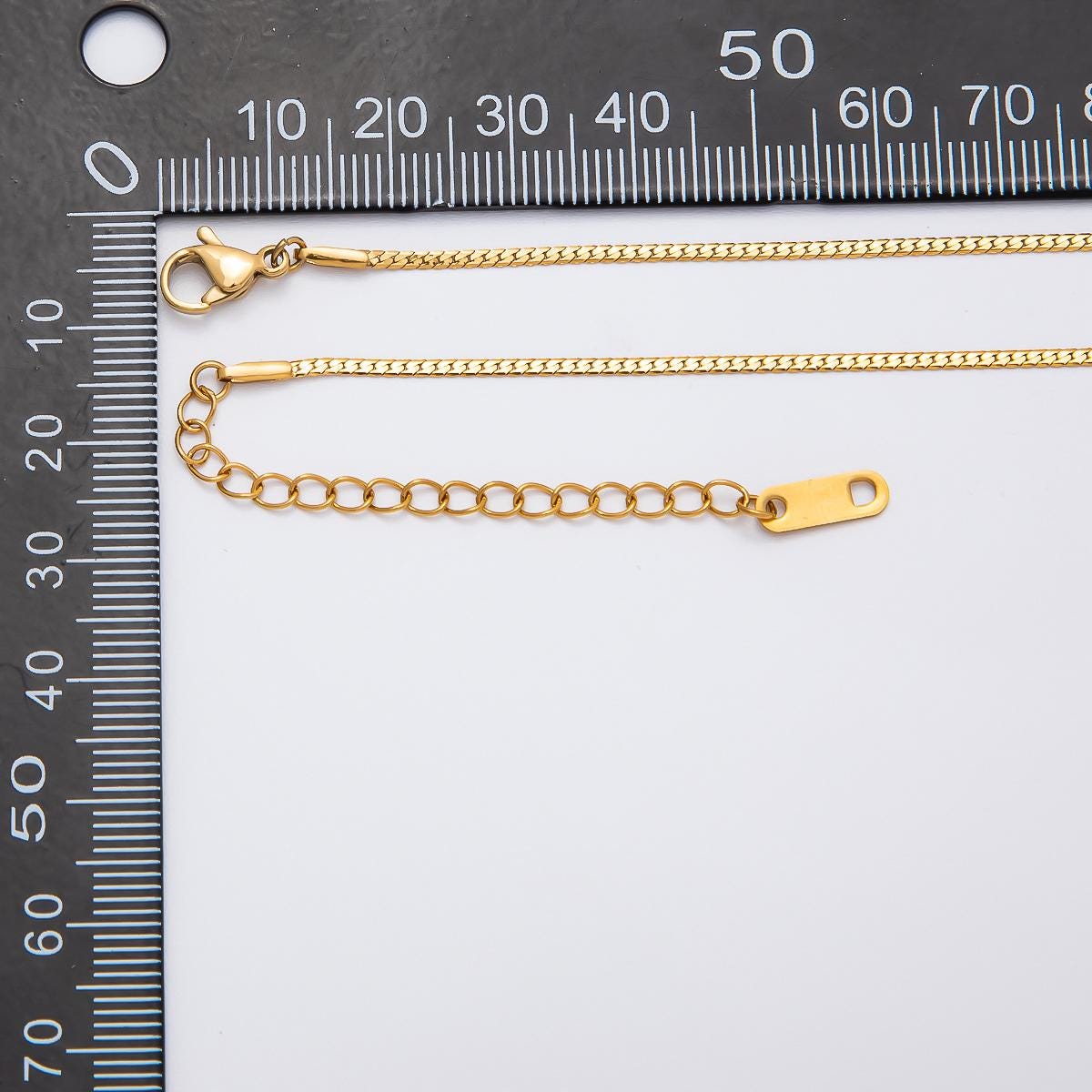 18k Gold Stainless Steel 17 inch Curb Chain Necklace Dainty Everyday Layering Adjustable Chain Jewelry Gift for her | WA-04278