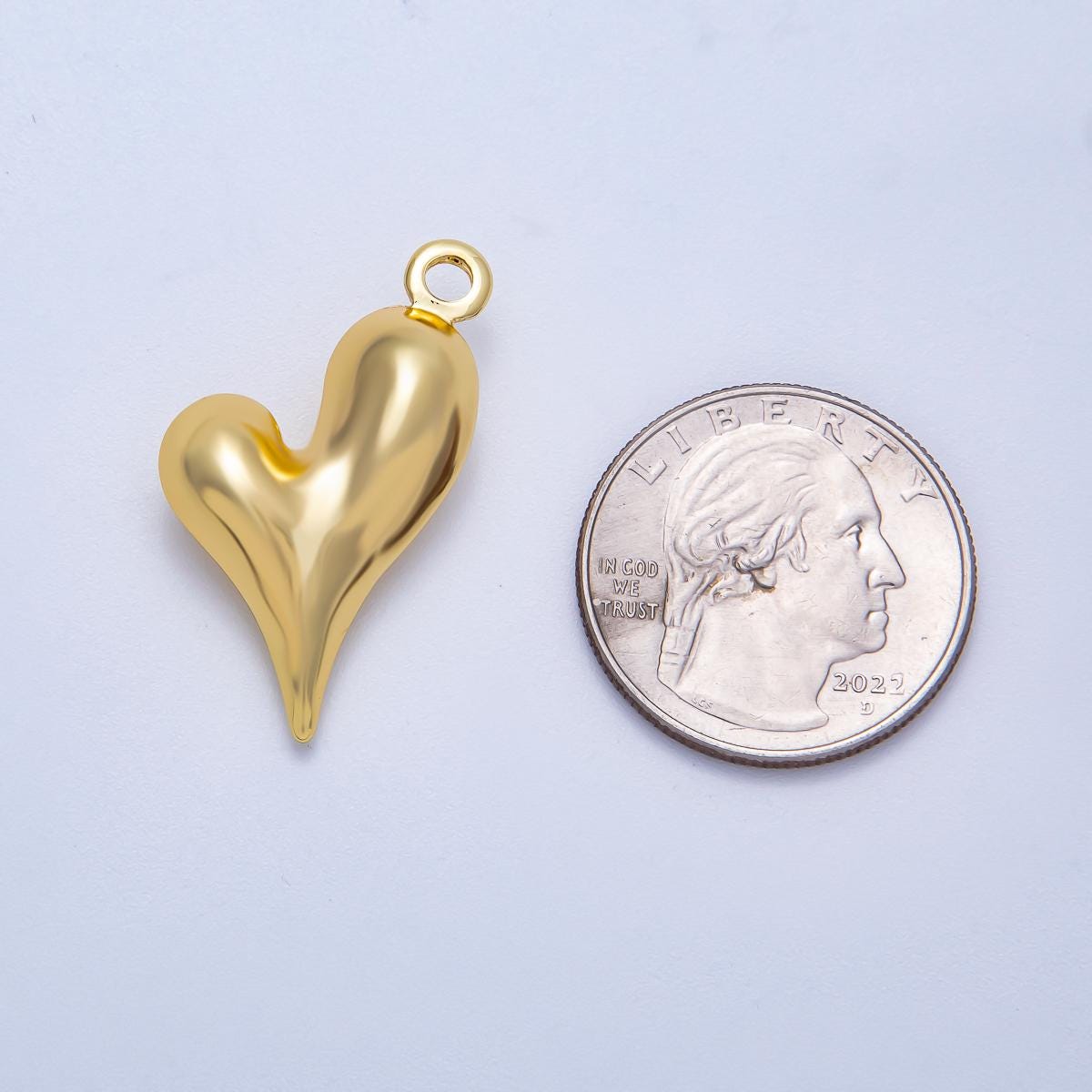 16K Gold Filled 32mm Minimalist Molten Heart 3D Multidimensional Charm in Gold & Silver Abstract love gift boho | Charms-00617 Charms-00618