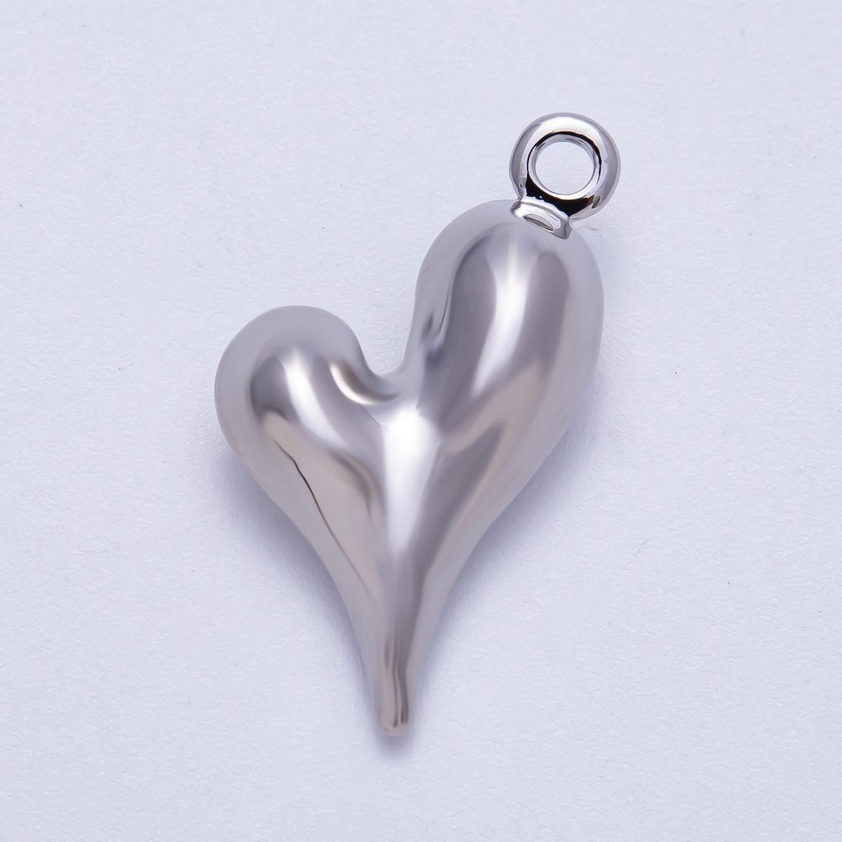 16K Gold Filled 32mm Minimalist Molten Heart 3D Multidimensional Charm in Gold & Silver Abstract love gift boho | Charms-00617 Charms-00618