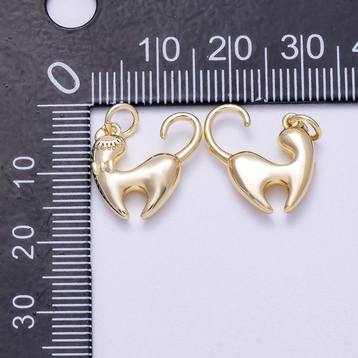 16K Gold Filled 15mm Kitty Pet Animal 3D Multidimensional Charm vintage style cat lover gift dainty gift for her diy supply | Charms-00629