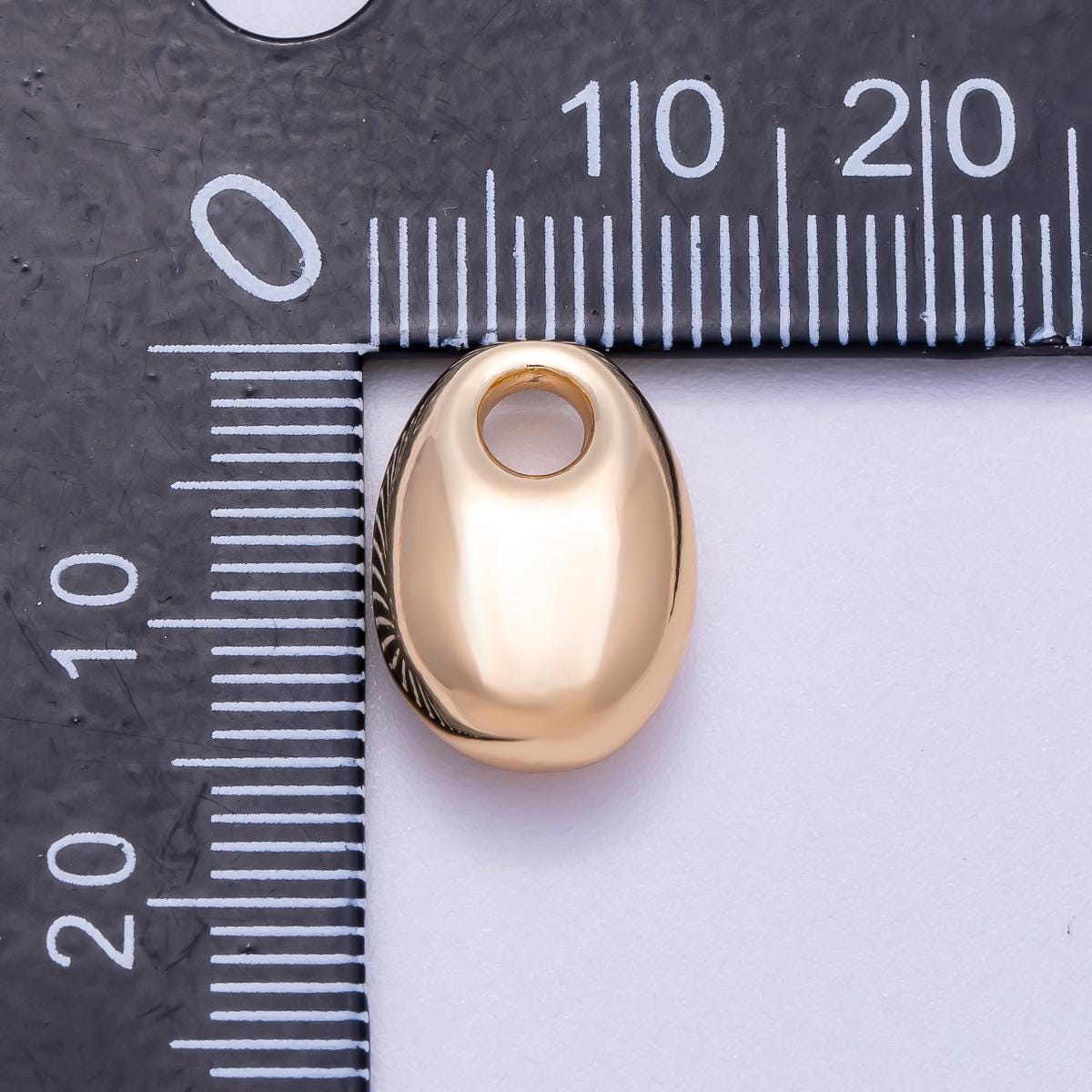 16K Gold Filled 16mm Chubby Oblong Oval 3D Multidimensional Slide Charm Bean Slide Pebble Jewelry Dainty Gift for Her | BEADS-00274