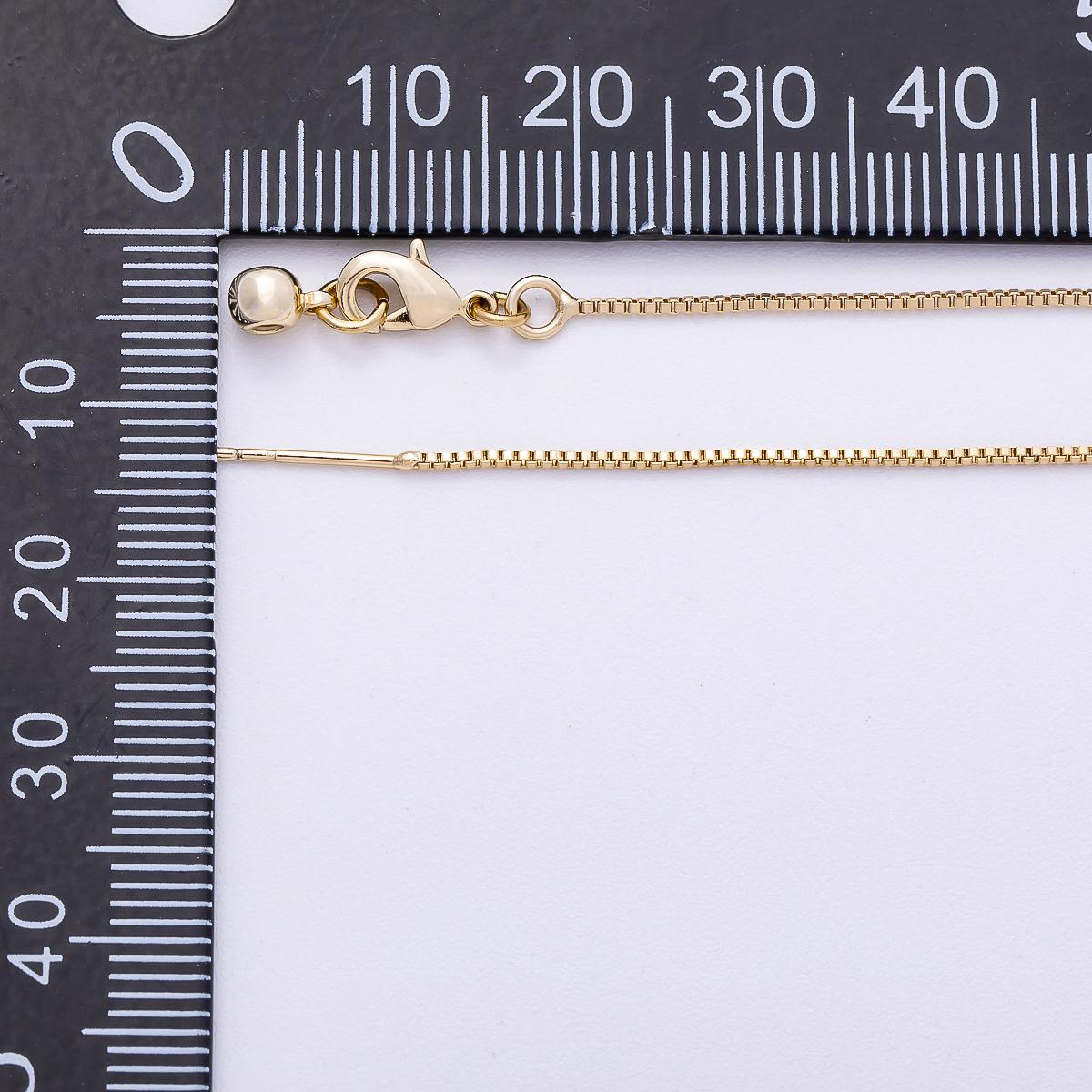 Dainty 14k gold filled Box Chain Adjustable Necklace Box link neck chain, thin simple layering chain 19.7" inch long Threader Chain WA-4255