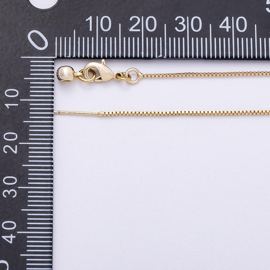 Dainty 14k gold filled Box Chain Adjustable Necklace Box link neck chain, thin simple layering chain 19.7" inch long Threader Chain WA-4255