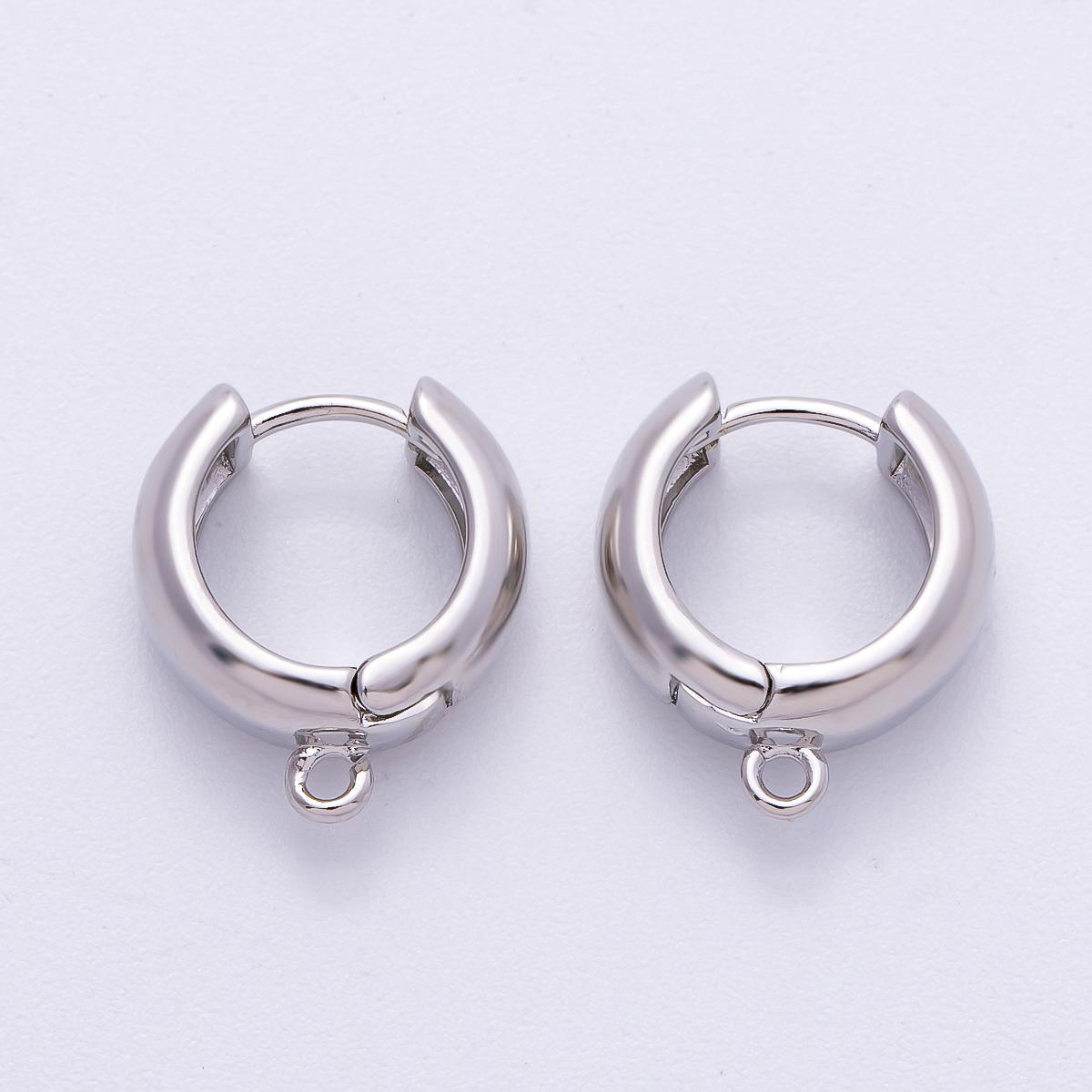 Silver 15mm Minimalist Lever Back Hoop Open Loop Huggie Earring Findings | Findings-00120