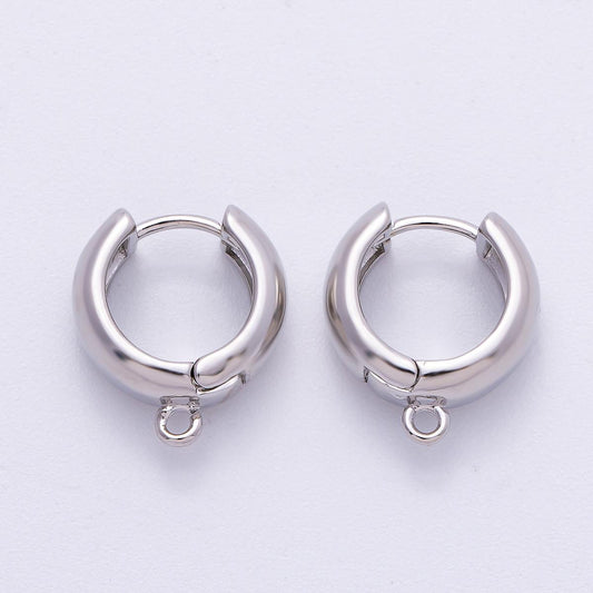 Silver 15mm Minimalist Lever Back Hoop Open Loop Huggie Earring Findings | Findings-00120
