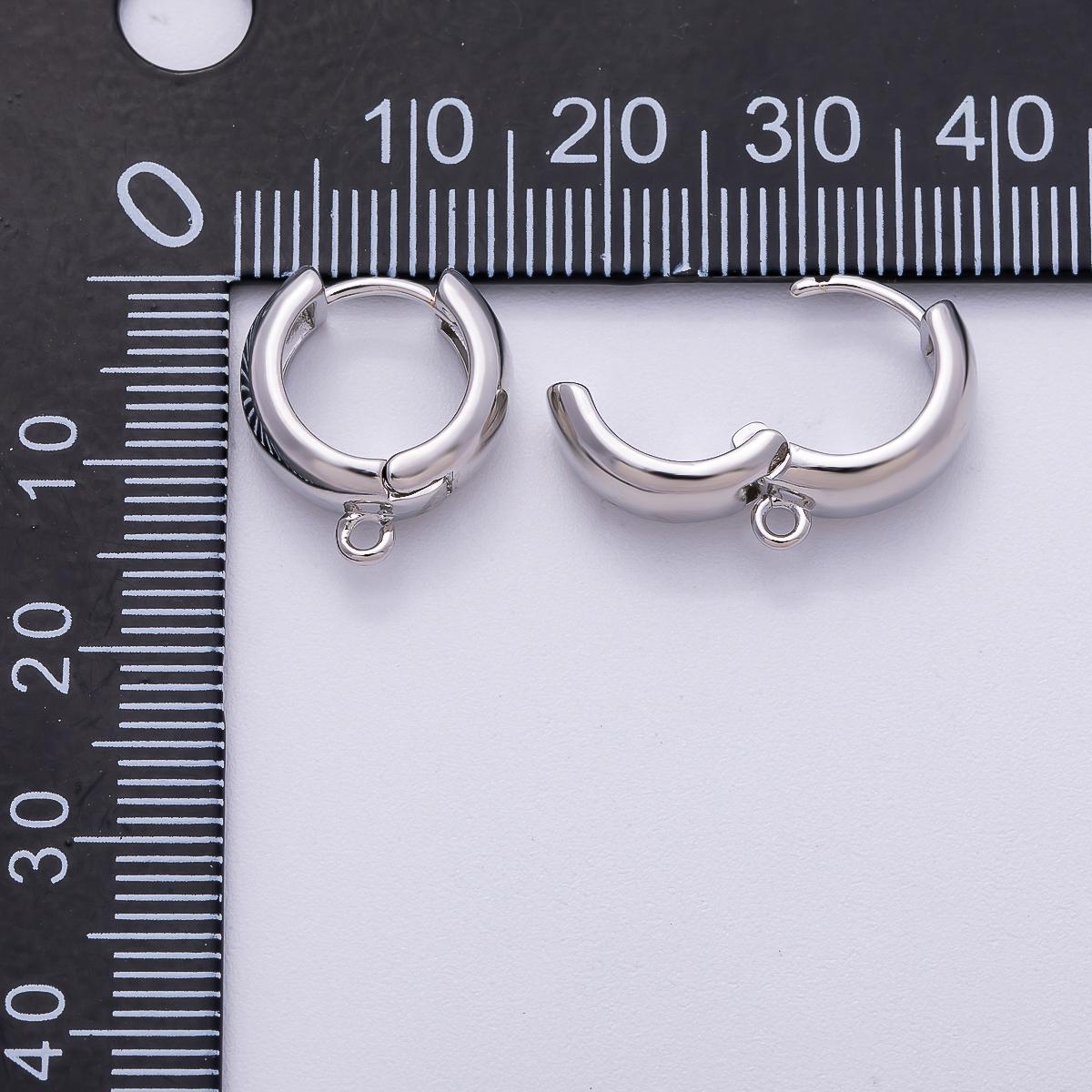 Silver 15mm Minimalist Lever Back Hoop Open Loop Huggie Earring Findings | Findings-00120