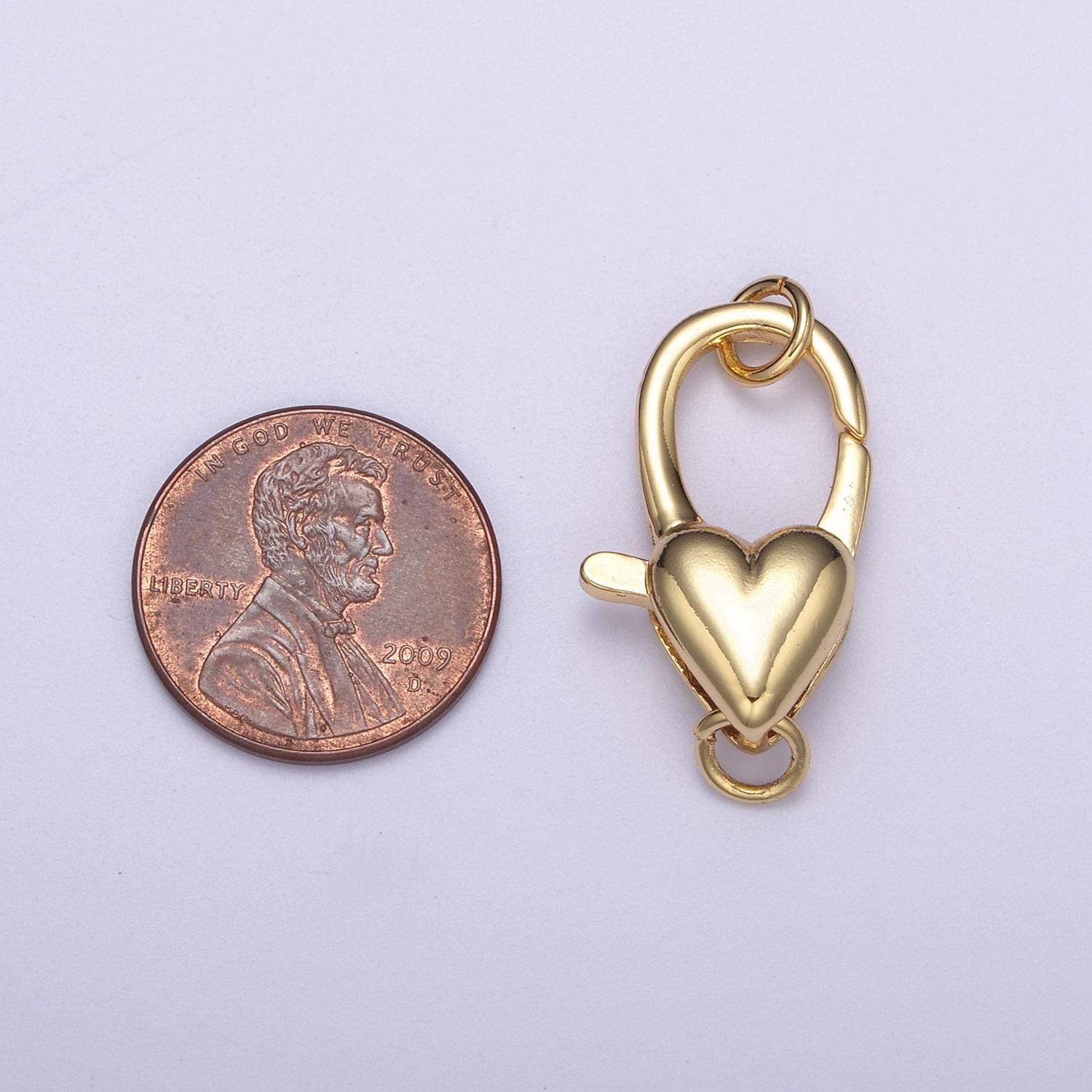 1x Gold Heart Clasp, Large Spring Ring measurement Include Loops for Necklace Bracelet Component supply for jewelry making, L-608