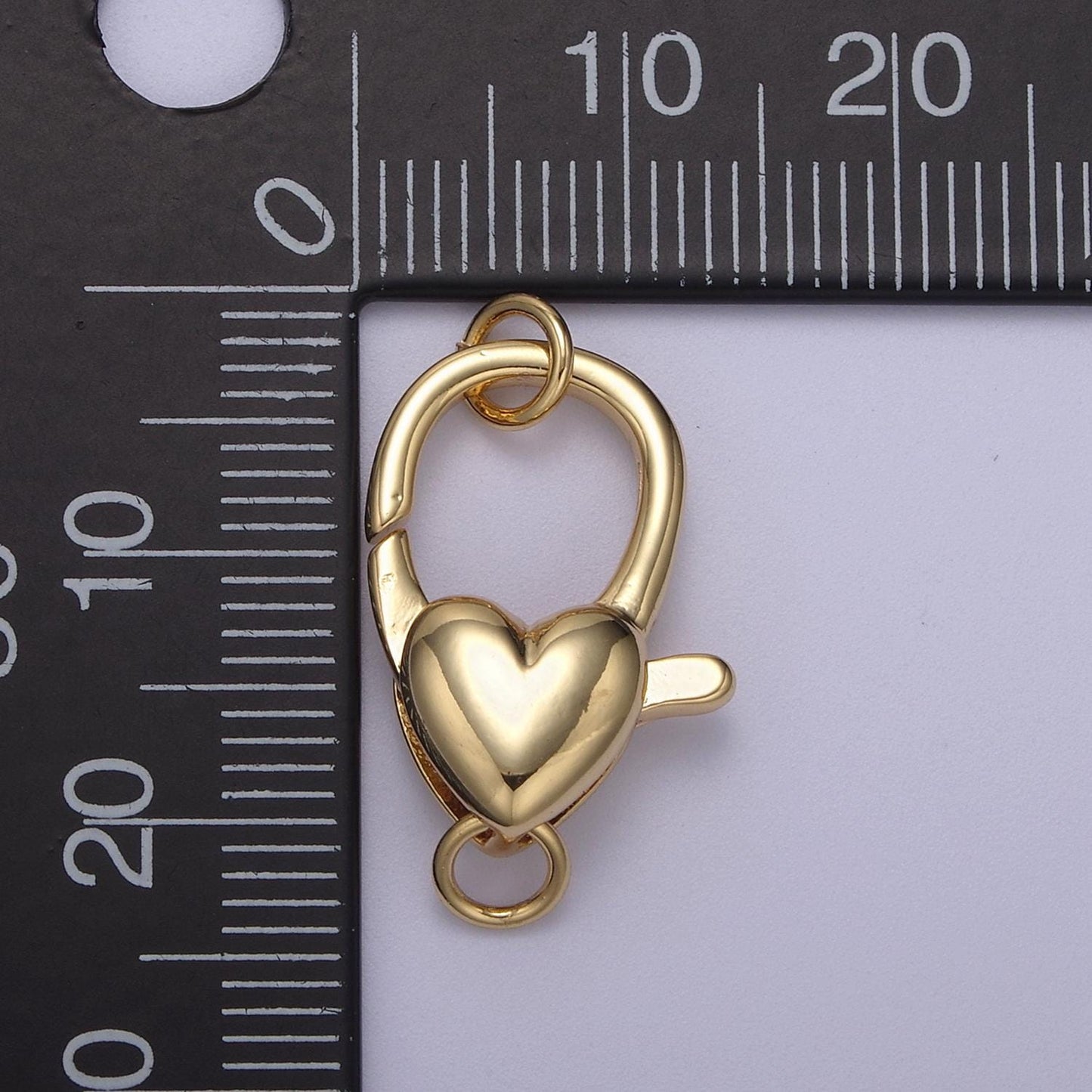1x Gold Heart Clasp, Large Spring Ring measurement Include Loops for Necklace Bracelet Component supply for jewelry making, L-608