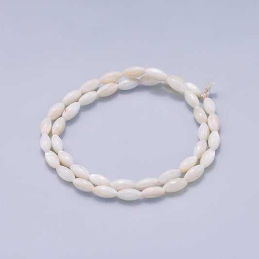 9.4mm Shell Pearl Rice Bead Strand Marquise Necklace Iridescent Coastal Jewelry Boho Bridal Minimalist Shell Gift | WA-04421