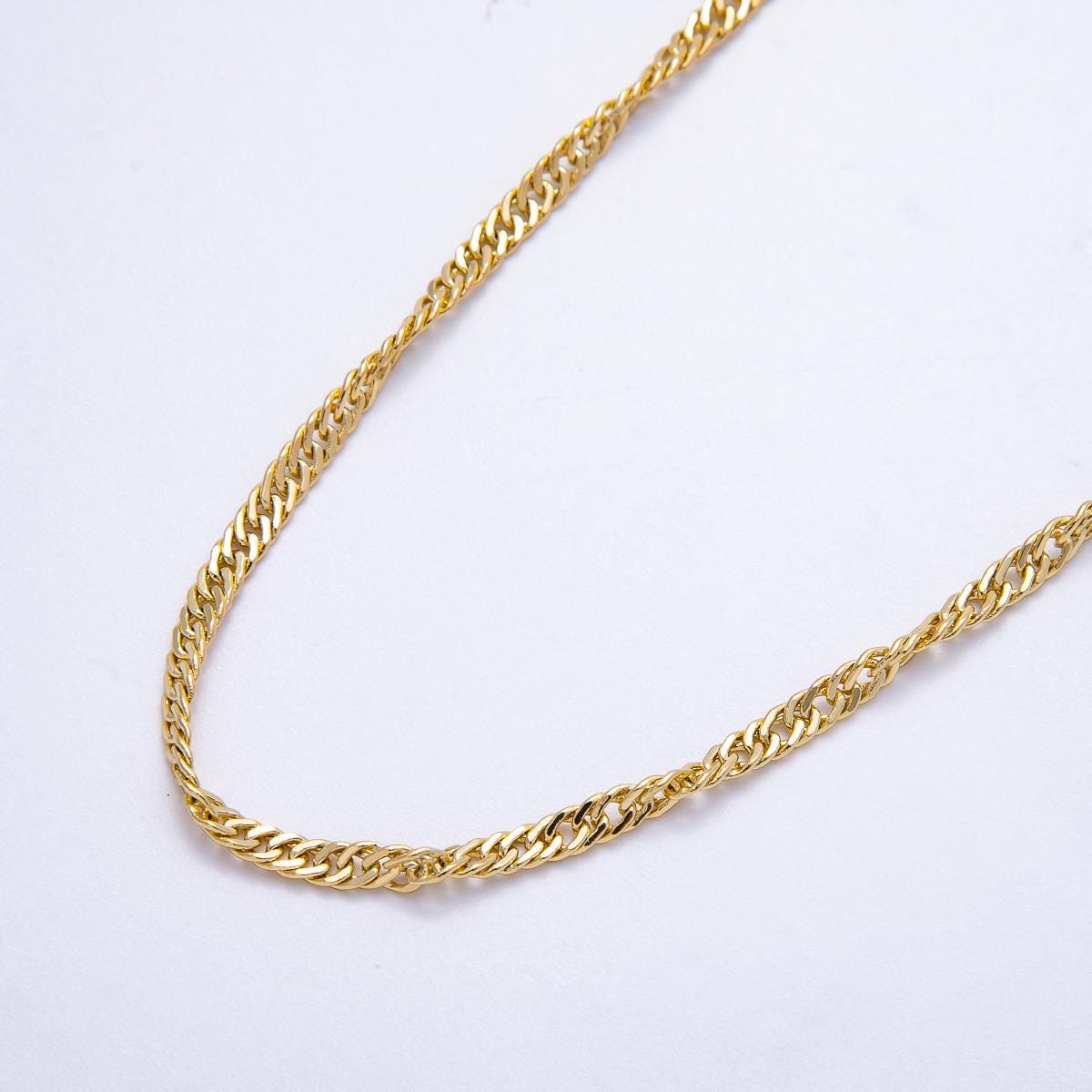 1pc 17.71'' ready to use gold Singapore necklace chain, layering spiral chain dainty necklace, perfect for pendant necklace wa-4300