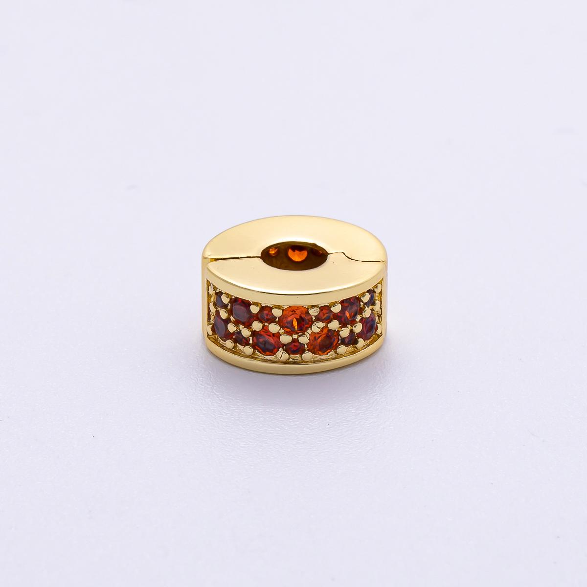16K Gold Filled 10mm Snap Clip Open Micro Paved CZ Birthstone Spacer Rondelle Personalized Set Dainty Birth Month Gift | Beads-00220