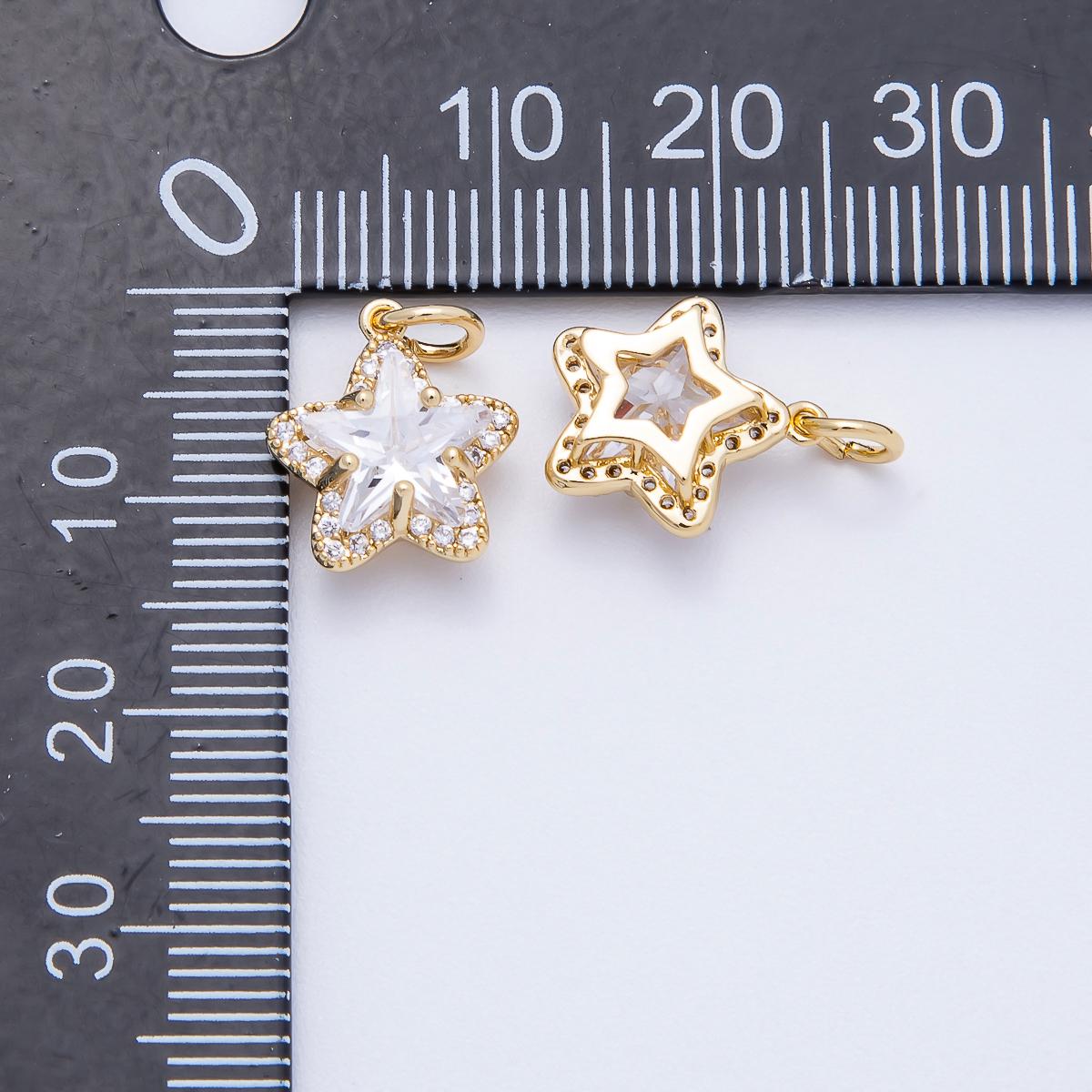 Mini gold Star charm for bracelet necklace earring supply with Micro Pave Celestial Charms-00653