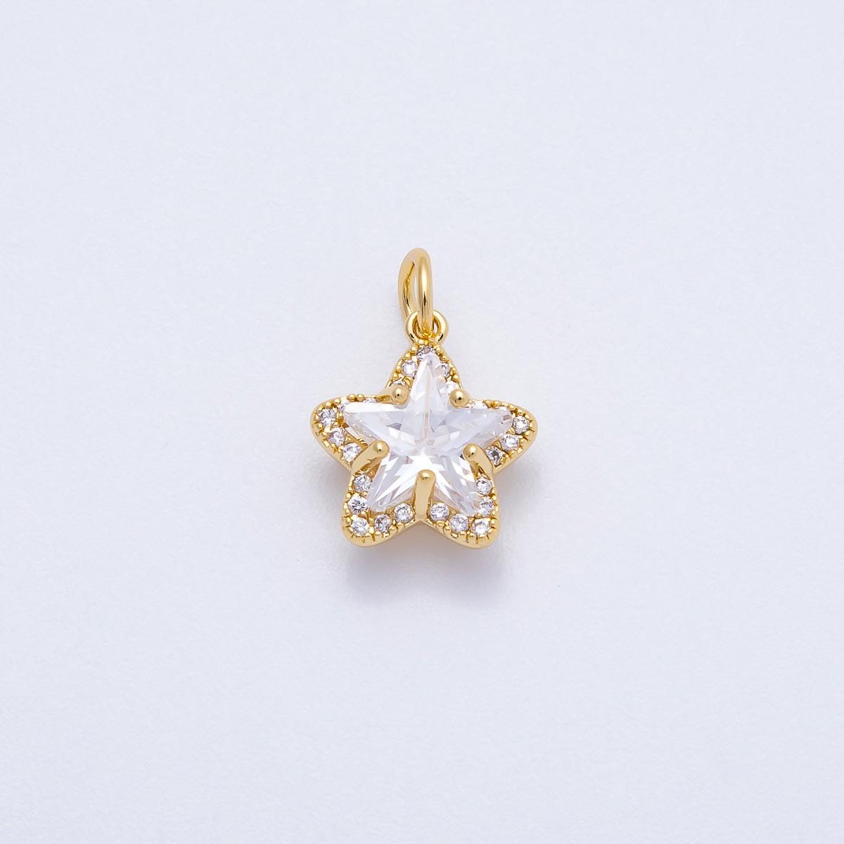 Mini gold Star charm for bracelet necklace earring supply with Micro Pave Celestial Charms-00653
