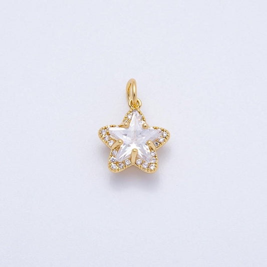 Mini gold Star charm for bracelet necklace earring supply with Micro Pave Celestial Charms-00653