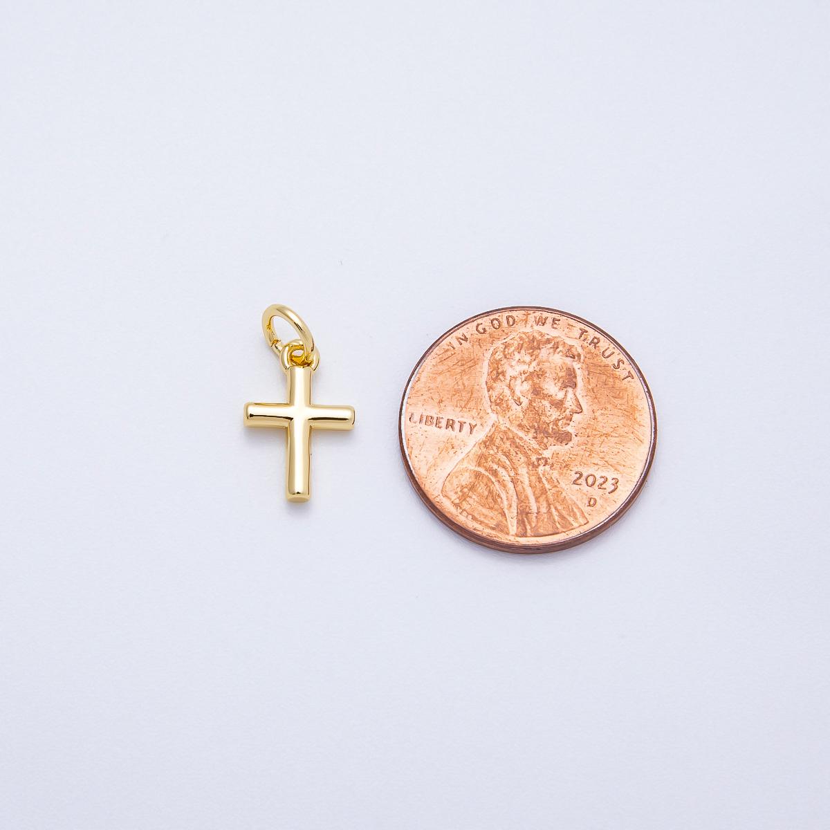 16K Gold Filled 12mm Plain Cross Religious Mini Charm in Gold & Silver Dainty Faith Necklace Component Jewelry Making Supply | Charms-00651