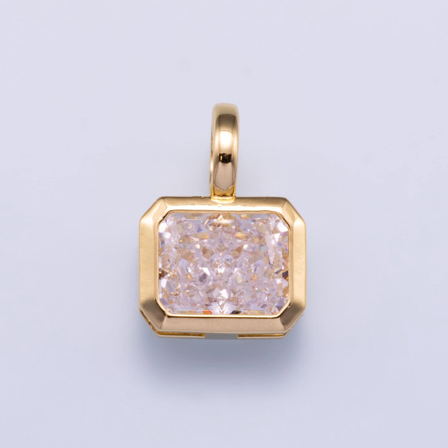 14k gold filled Clear Cz Eye Rectangle Oval bezel Charm Geometric pendant for Drop Jewelry Collar Cord Necklace Supply | Charms-751