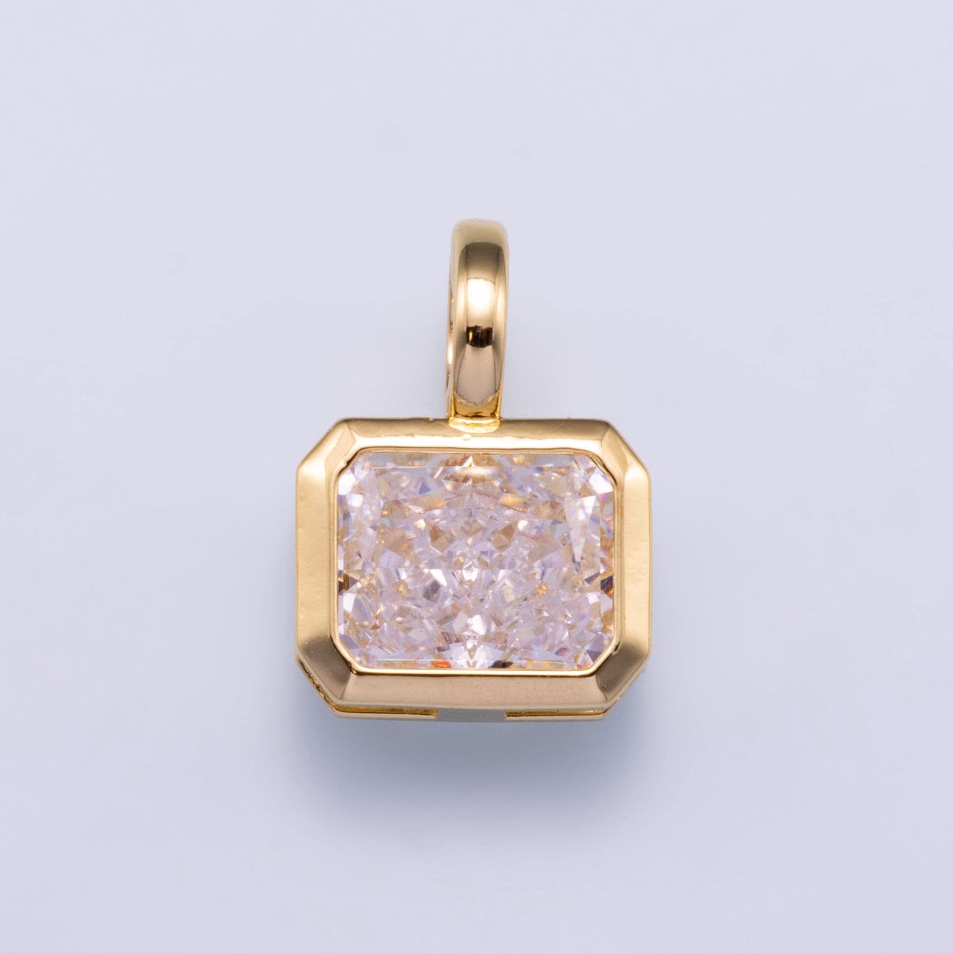 14k gold filled Clear Cz Eye Rectangle Oval bezel Charm Geometric pendant for Drop Jewelry Collar Cord Necklace Supply | Charms-751