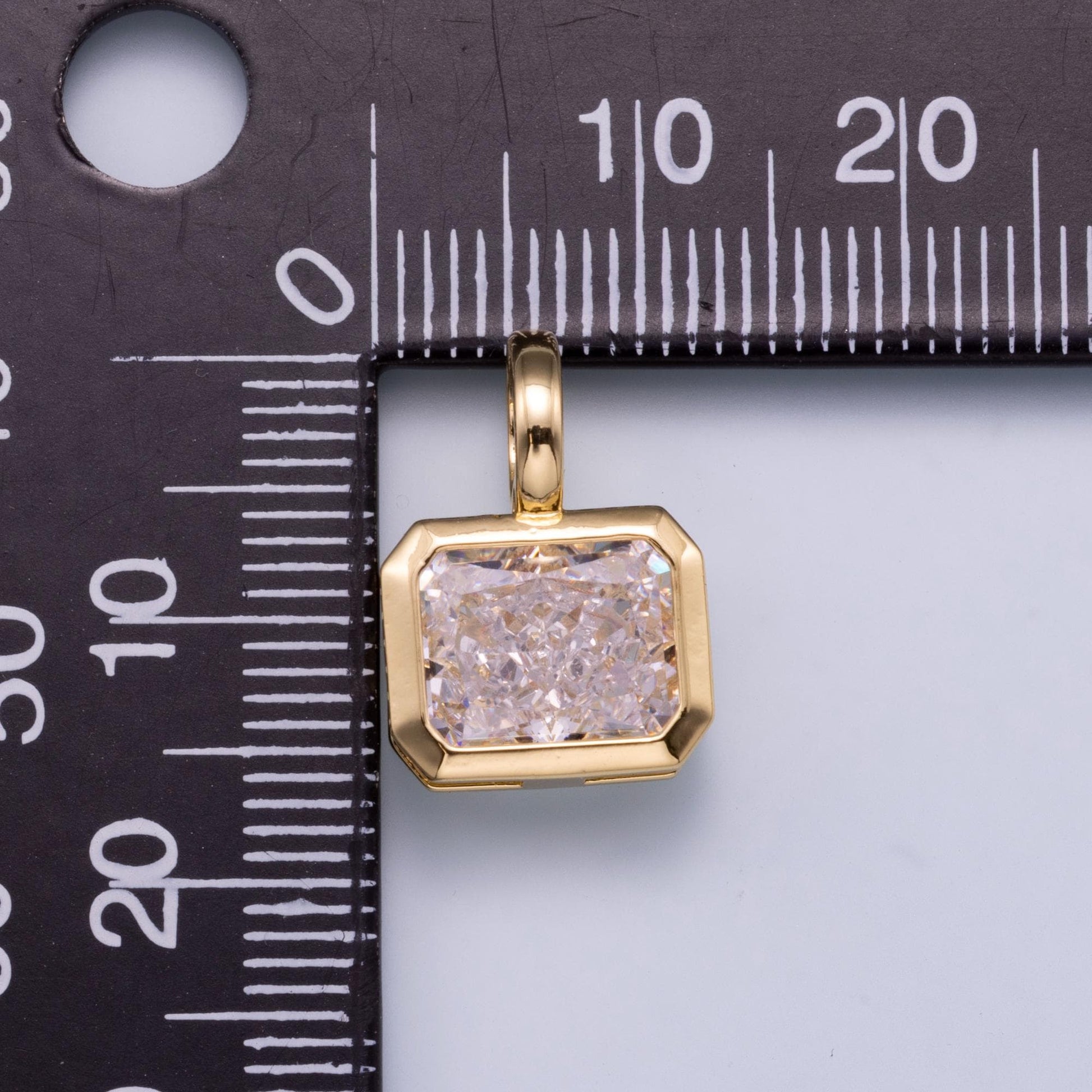 14k gold filled Clear Cz Eye Rectangle Oval bezel Charm Geometric pendant for Drop Jewelry Collar Cord Necklace Supply | Charms-751