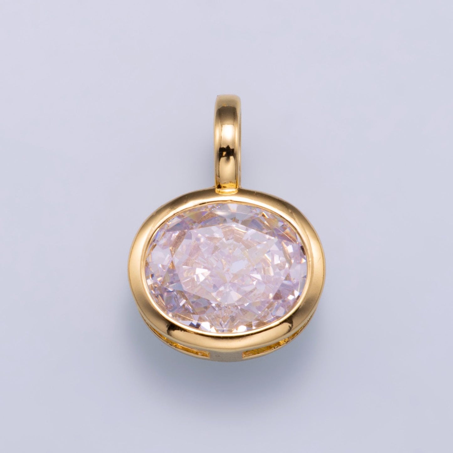 14k gold filled Clear Cz Eye Rectangle Oval bezel Charm Geometric pendant for Drop Jewelry Collar Cord Necklace Supply | Charms-751