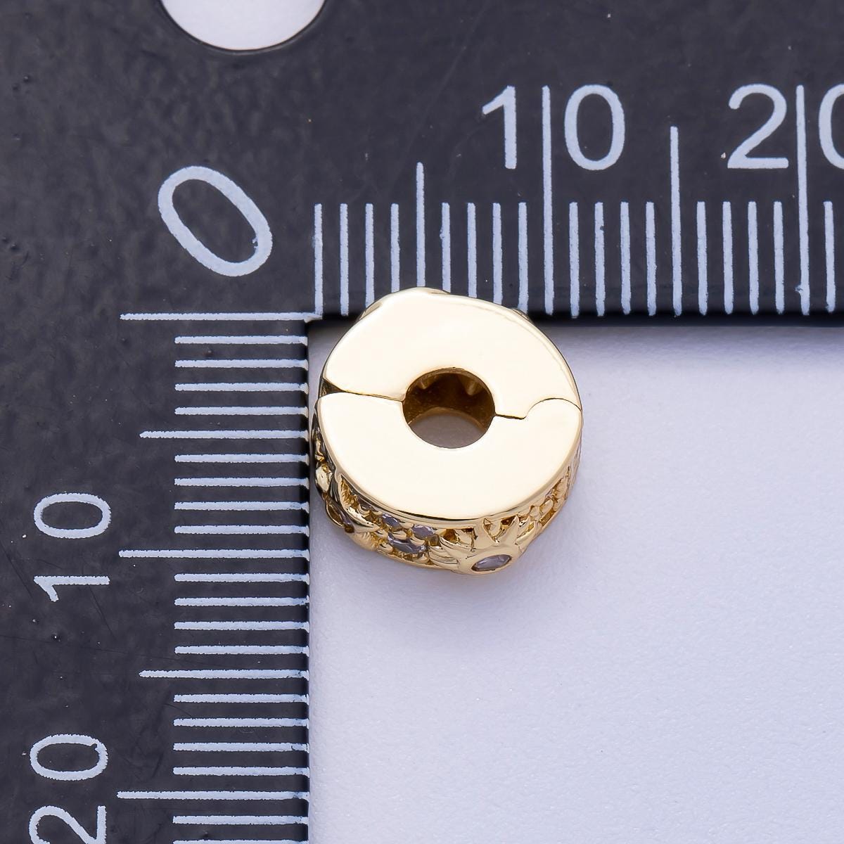 16k Gold Filled 11.1mm Celestial Sun and Moon Spacer Charm Bead for bracelets necklaces sparkling cubic zirconia galaxy gift | BEADS-00232