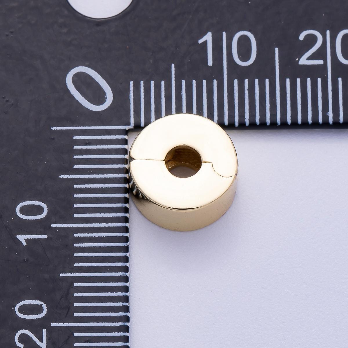 16K Gold Filled 10mm Snap Clip Open Minimalist Spacer Rondelle Bead Sleek Jewelry Finding for Charm Bracelets and Necklaces | Beads-00233