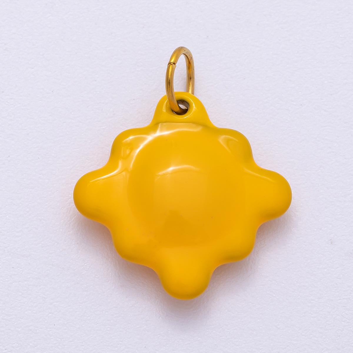 Stainless Steel 18mm Yellow Cheese Crackers Rhombus Enamel Charm Foodie Gift for Her Snack Jewelry for Earrings necklace | Charms-00501