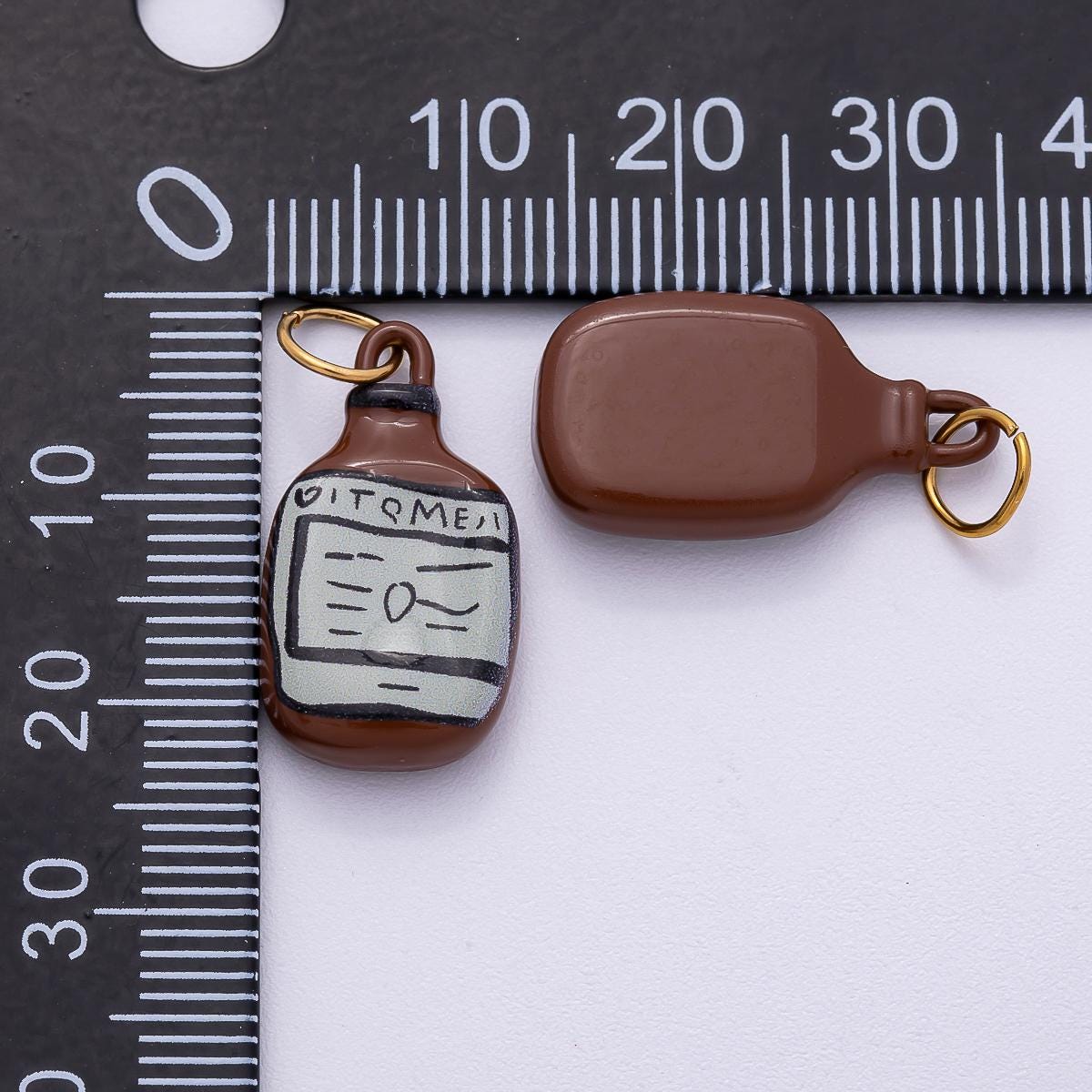 PVD Stainless Steel 22mm Brown Soda Bottle Enamel Charm Tiny Flask Pendant Miniature Bottle Art DIY Supply for necklace | Charms-00505