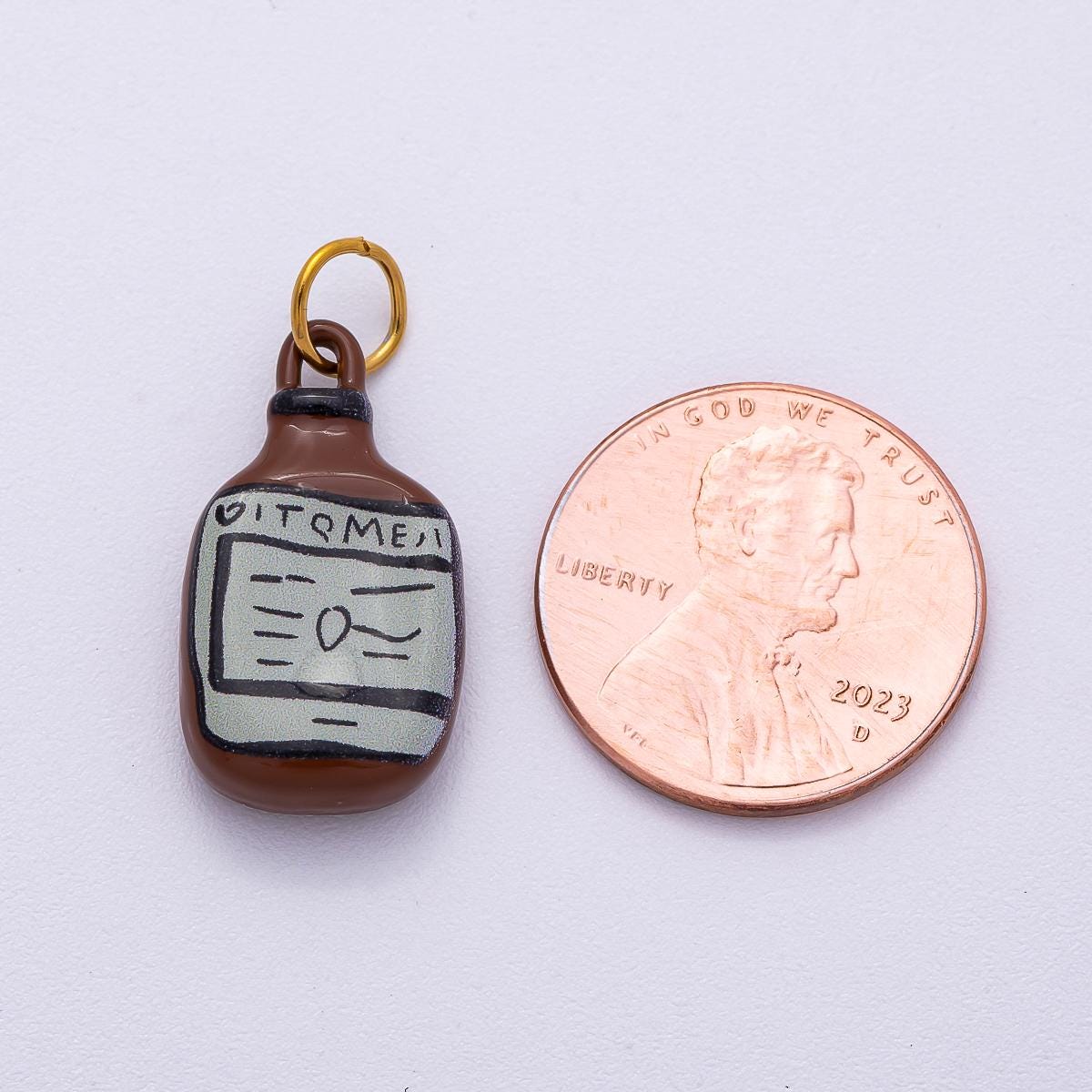 PVD Stainless Steel 22mm Brown Soda Bottle Enamel Charm Tiny Flask Pendant Miniature Bottle Art DIY Supply for necklace | Charms-00505