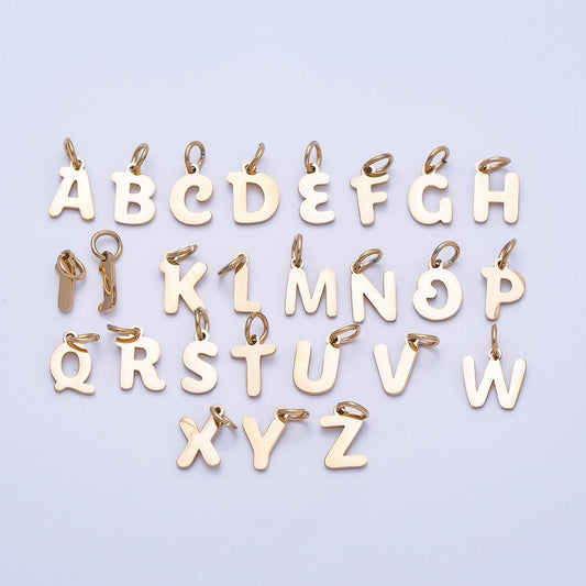 PVD Gold Plated Comic Font Initial Charm Dainty Alphabet Charm for Personalized Jewelry Tarnish Free Charms-667