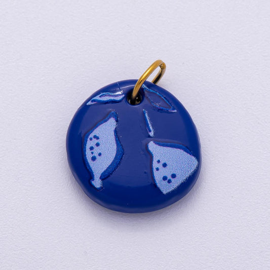 PVD Stainless Steel 15mm Blueberry Fruit Enamel Round Charm Whimsical Berry Accessory DIY Jewelry Supply for custom Necklace | Charms-00514