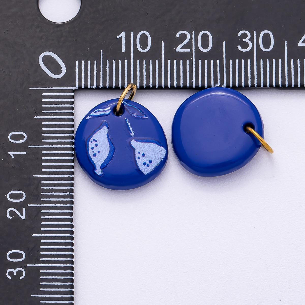 PVD Stainless Steel 15mm Blueberry Fruit Enamel Round Charm Whimsical Berry Accessory DIY Jewelry Supply for custom Necklace | Charms-00514