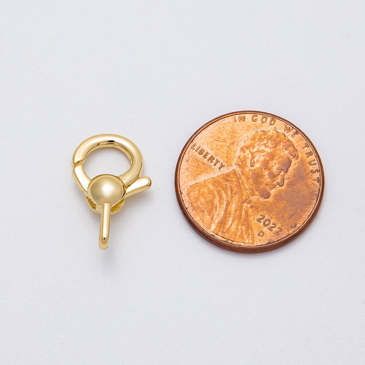 16K Gold Filled 16.5mm Round Lobster Claw Clasps Findings in Gold & Silver Modern Chunky Connector Charm Holder DIY Supply | Findings-00148